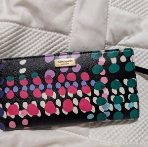 kate spade Black Multicolor Dot Print Wallet